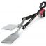 BBQ Croc 21-inch black barbecue tool for the grill with flashlight sits open with tongs towards us on a white background.