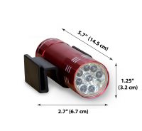 BBQ Croc Clip-on Flashlight measurements of the red 9 LED flashlight in the specifically designed thermoplastic clip